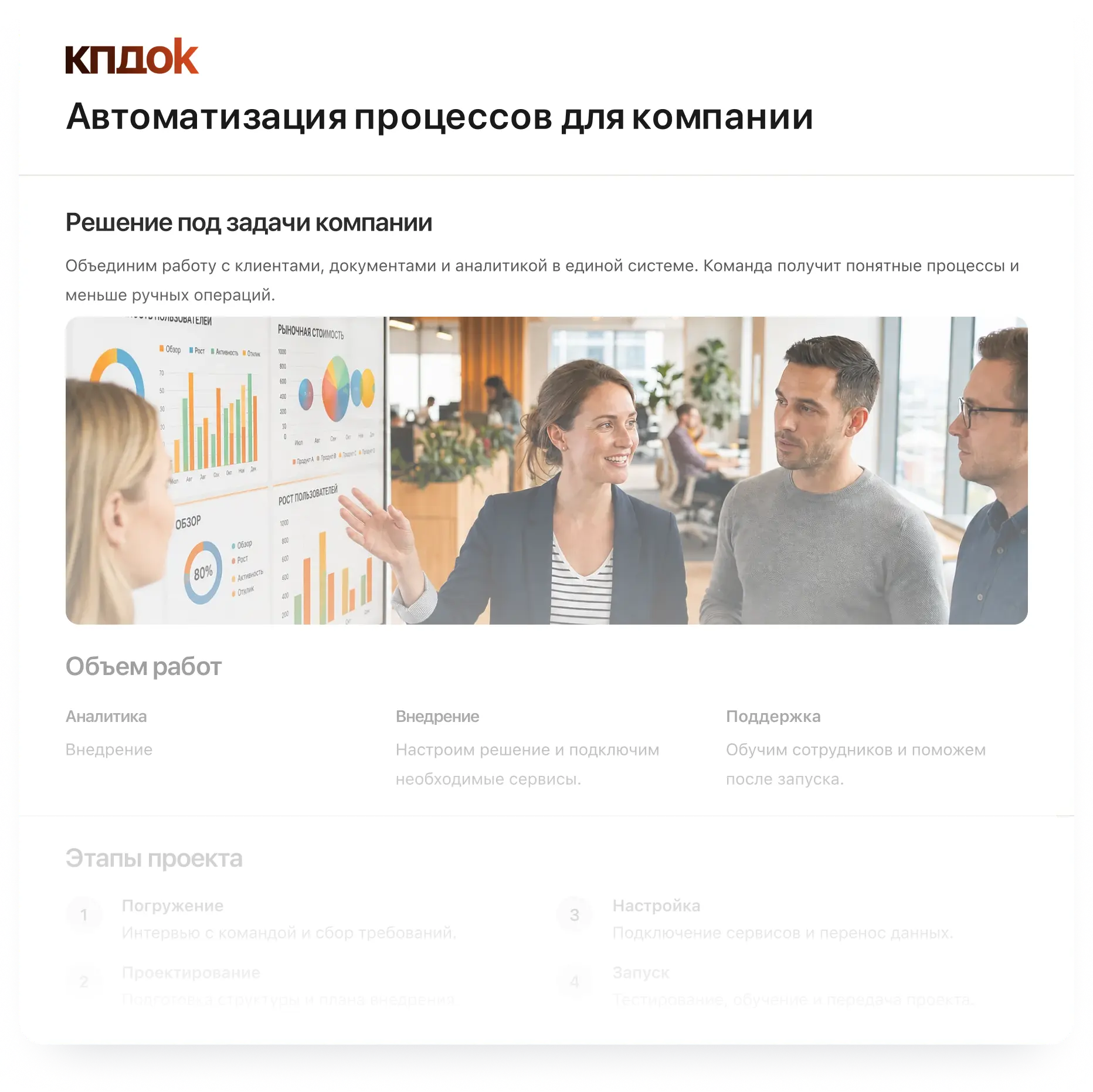 Пример коммерческого предложения, открытого клиентом по ссылке
